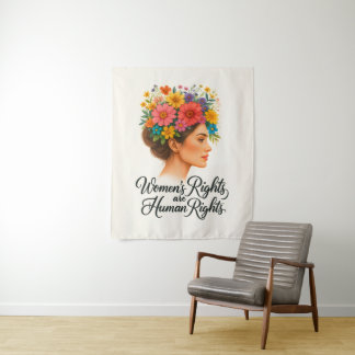 Vrouwenrechten zijn mensenrechten Floral Empowerme Wandkleed