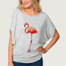Vrouwentop: Roze Waterverf Flamingo