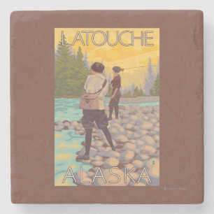 Vrouwenvisserij - Latouche, Alaska Stenen Onderzetter