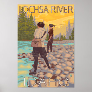 Vrouwenvisserij - Lochsa River, Idaho Poster
