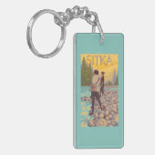 Vrouwenvisserij - Sitka, Alaska Sleutelhanger (Voorkant Links)