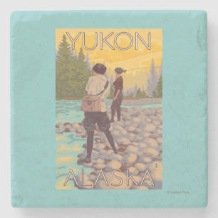 Vrouwenvisserij - Yukon, Alaska Stenen Onderzetter