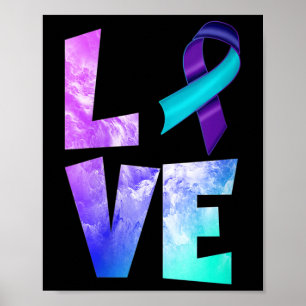 Vrouwenzelfmoordpreventie bewustzijn liefde paarse poster