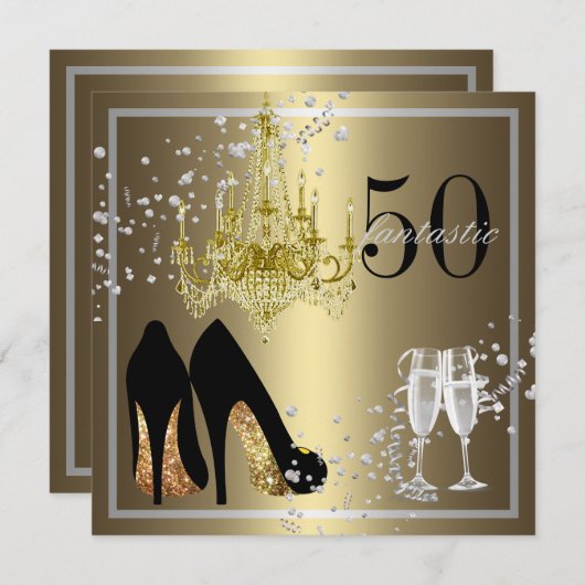 Vrouw's 50e verjaardag kaart (Voorkant / Achterkant)