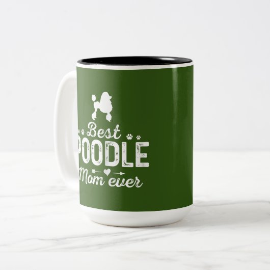 vrouwtjes poodle mama altijd beste mama tweekleurige koffiemok (Voorkant links)
