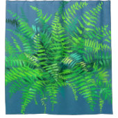 Vruchtbladeren, bloemontwerp, groen, blauw en groe douchegordijn (Voorkant)
