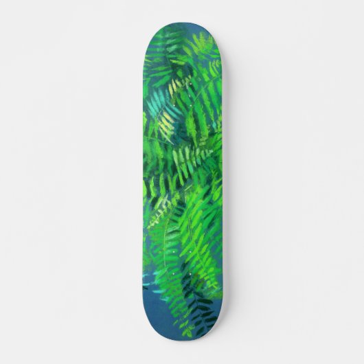 Vruchtbladeren, bloemontwerp, groen, blauw en groe skateboard (Voorkant)
