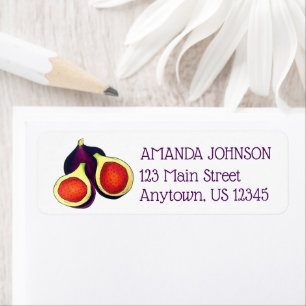 Vruchtboomvruchten, vers gesneden Paarse figuren Etiket