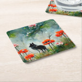 Vruchtdieren met celstaart vierkante kartonnen onderzetter (Schuin)