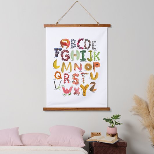Vruchten alfabet hangend wandkleed (Slaapkamer)
