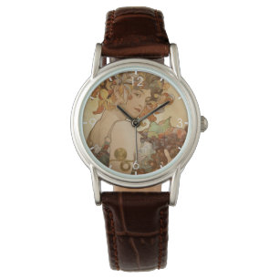 Vruchten (Art Nouveau) (Vrouw Portret) (vruchten) Horloge