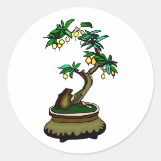 Vruchten Bonsai in Pot Bonsai Graphic Afbeelding Ronde Sticker