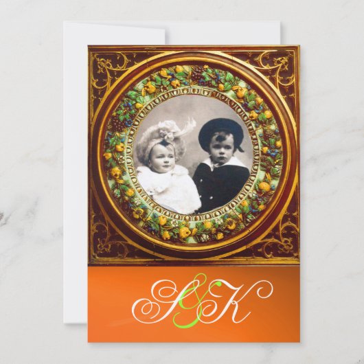 Vruchten damast monogram florentijnse renaissance kaart (Voorkant)