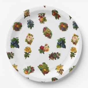vruchten en bloemen papieren bordje