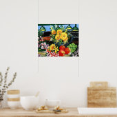 Vruchten en bloemen poster (Keuken)
