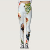 Vruchten en droog voedsel en bladeren patroon leggings (Voorkant)