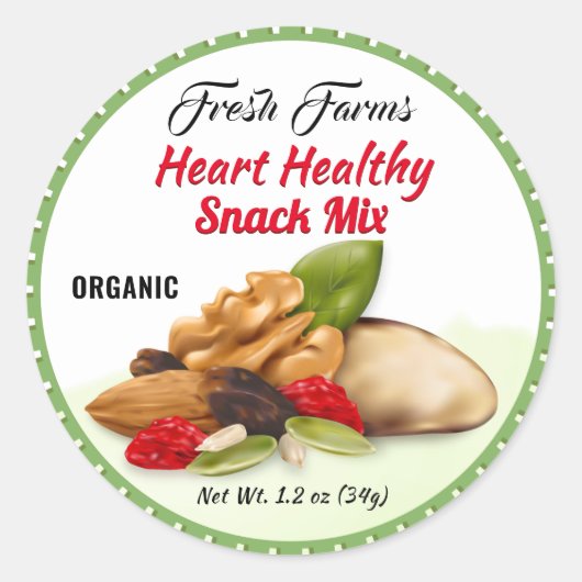 Vruchten- en Nut Snack Mix Canning Ronde Sticker (Voorkant)