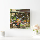 Vruchten- en Veg-kleurrijke Engelse Village Store Vierkante Klok (Huis)