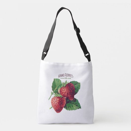 Vruchten met  aardbeibessen Voeg Jouw naam toe Crossbody Tas (Achterkant)