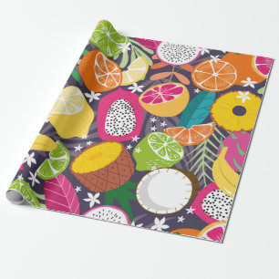 Vruchten naadloos patroon, collectie van exotische cadeaupapier
