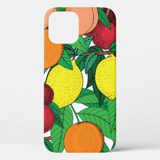 Vruchten naadloos patroon, met de hand getrokken s iPhone 12 hoesje