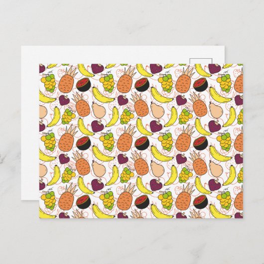 Vruchten naadloos patroon | Oppervlaktepatroon van Briefkaart (Voorkant / Achterkant)