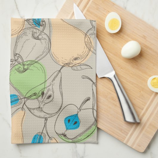 Vruchten patroon theedoek (Quarter Fold)