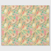 Vruchten, perziken, peren, citroenen, waterverf cadeaupapier (Vlak)