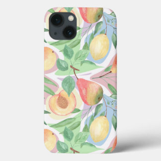 Vruchten, perziken, peren, citroenen, waterverf iPhone 13 hoesje