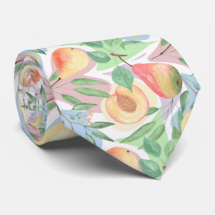 Vruchten, perziken, peren, citroenen, waterverf stropdas