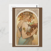 Vruchten van Alphonse Mucha, Art Nouveau Briefkaart (Voorkant / Achterkant)