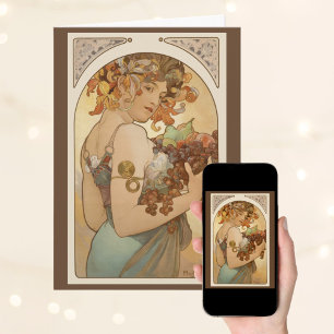 Vruchten van Alphonse Mucha,  Art Nouveau Kaart