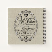 Vruchten van de spiraalscriptie linen notitieboek (Achterkant)