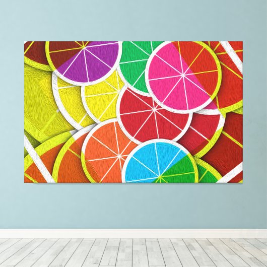 Vruchten van het kleurrijke linderschilderij van L Canvas Afdruk (Insitu (Houten vloer))