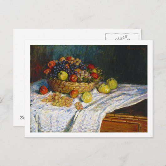 Vruchtmandje met appelen en druiven Claude Monet Briefkaart (Voorkant / Achterkant)