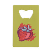 Vruchtpatroonaardbeien op gouden feestartikelen kredietkaart flessenopener (Voorkant)