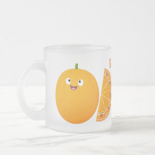 Vruchtrijke cartoon van oranje citrusvruchten matglas koffiemok