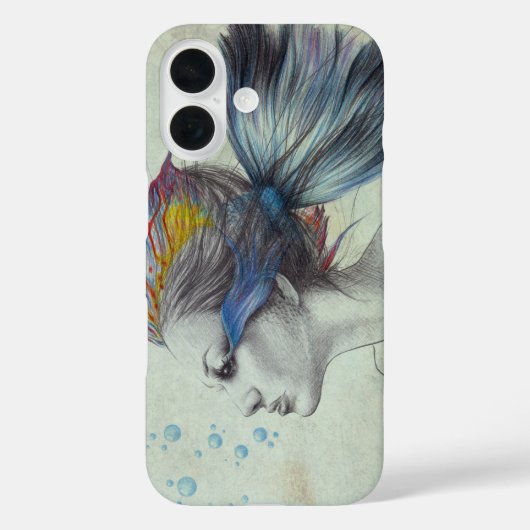 Vruchtvis Mermaid portret Surreal-tekenkunst Case-Mate iPhone Case (Achterkant)