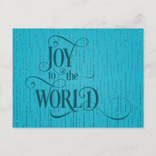 VRUGT ALLE WERELD Donkere Teal Script Kerstmis Briefkaart