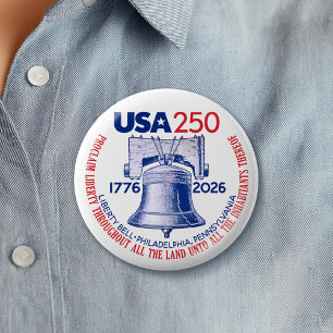 VS 250 - 1776-2026 - Liberty Bell Rood Wit Blauw Ronde Button 5,7 Cm