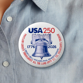 VS 250 - 1776-2026 - Liberty Bell Rood Wit Blauw Ronde Button 5,7 Cm