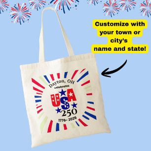 VS 250 Aangepaste stad staat patriottisch rood wit Tote Bag