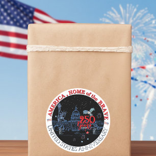 VS 250 Amerika Thuis van de Dappere Herdenkingssti Ronde Sticker