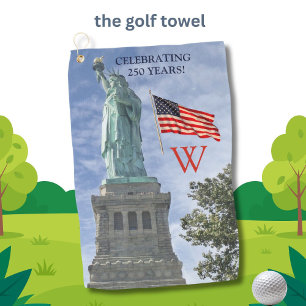 VS 250 Amerikaanse Vlag Beeld van de Vrijheid Mono Golfhanddoek