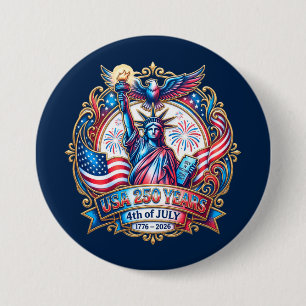 VS 250 jaar 4 juli 1776-2026 Ronde Button 7,6 Cm