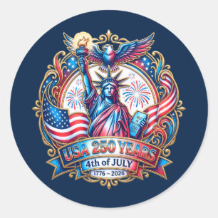 VS 250 jaar 4 juli 1776-2026 Ronde Sticker