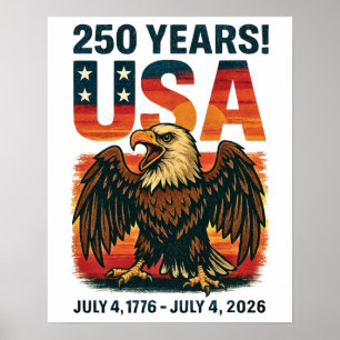 VS 250 jaar – Patriottische Bald Eagle 4 juli 2026 Poster