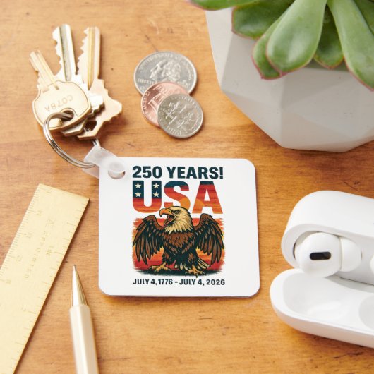 VS 250 jaar – Patriottische Bald Eagle 4 juli 2026 Sleutelhanger (Bureau)