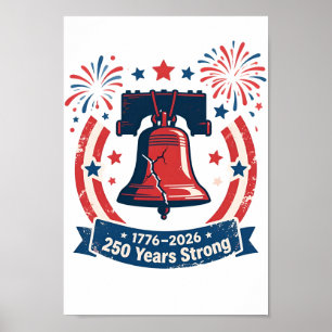 VS 250 Jaar Sterke Patriottische Vrijheidsbel Poster