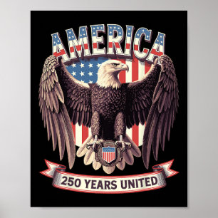VS 250 jaar United Bald Eagle Patriottische Vlag G Poster